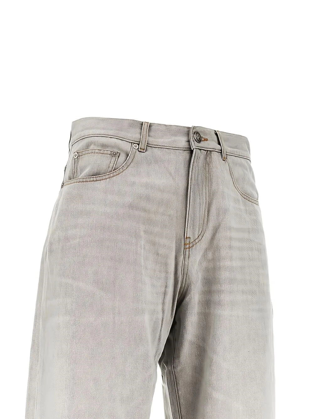 Palm Angels Men `Curved Logo` Loose Jeans