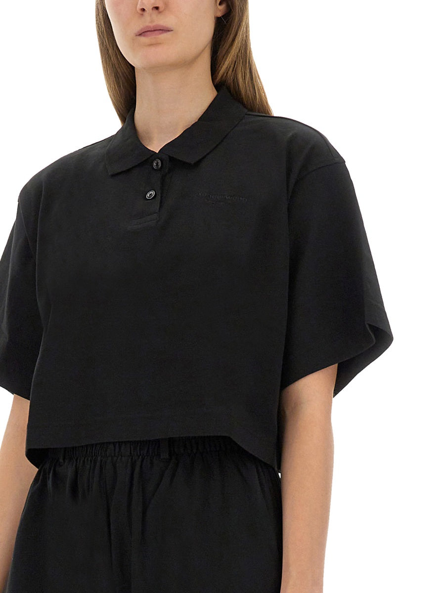 Alexander Wang Women Cropped Jersey Polo Shirt