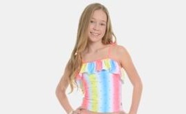 Tommy Hilfiger Big Girls Diamonique Tankini Top only - White Size M/8/10