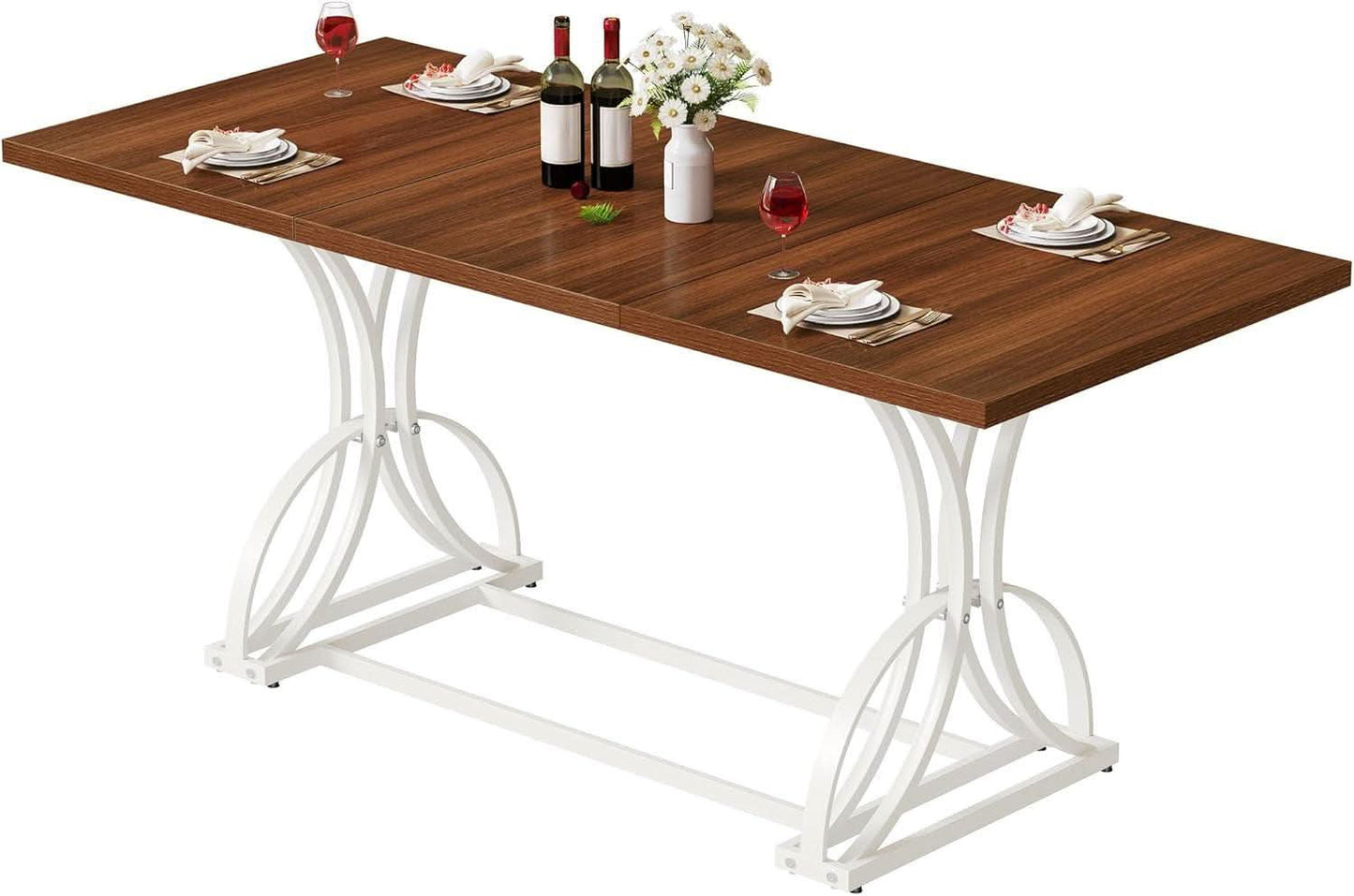 Walnut Rectangular Dining Table With Thick Top Seats 6 8