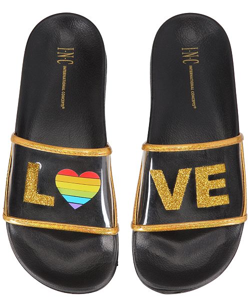 I.n.c. Pride Rainbow Love Slide Slippers - Love, Size XL
