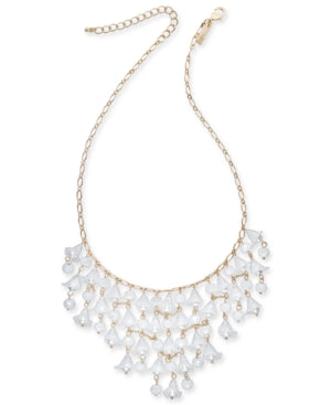 Inc Gold-Tone Bead and Imitation Pearl Shaky Flower Necklace