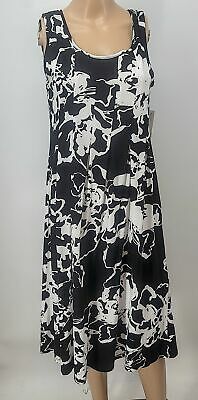 Jones New York Women's Floral Pleated Tank Dress Black and White , Size Small