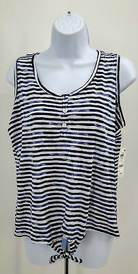 Style & Co Striped Button-Down Tank Top , Size Petite Large