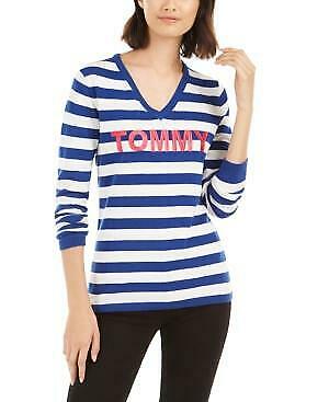Tommy Hilfiger Womens Blue Striped Long Sleeve top, Sapphire, Size M