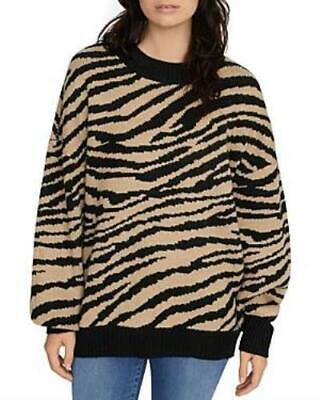 Sanctuary Womens Black Animal Long Sleeve Crew Neck Sweater, Size XS