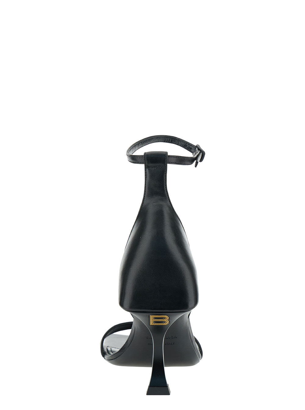 Balenciaga Women 'Hourglass' Black Sandals With Curved Heel In Leather Woman