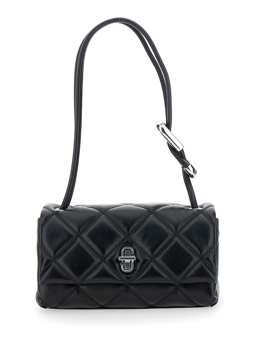 Marc Jacobs Women The Mini Dual Shoulder Bag With Diamond Quilting In Black Leather For Women
