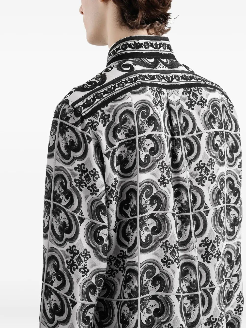 Dolce & Gabbana Men Majolica-Print Silk Shirt