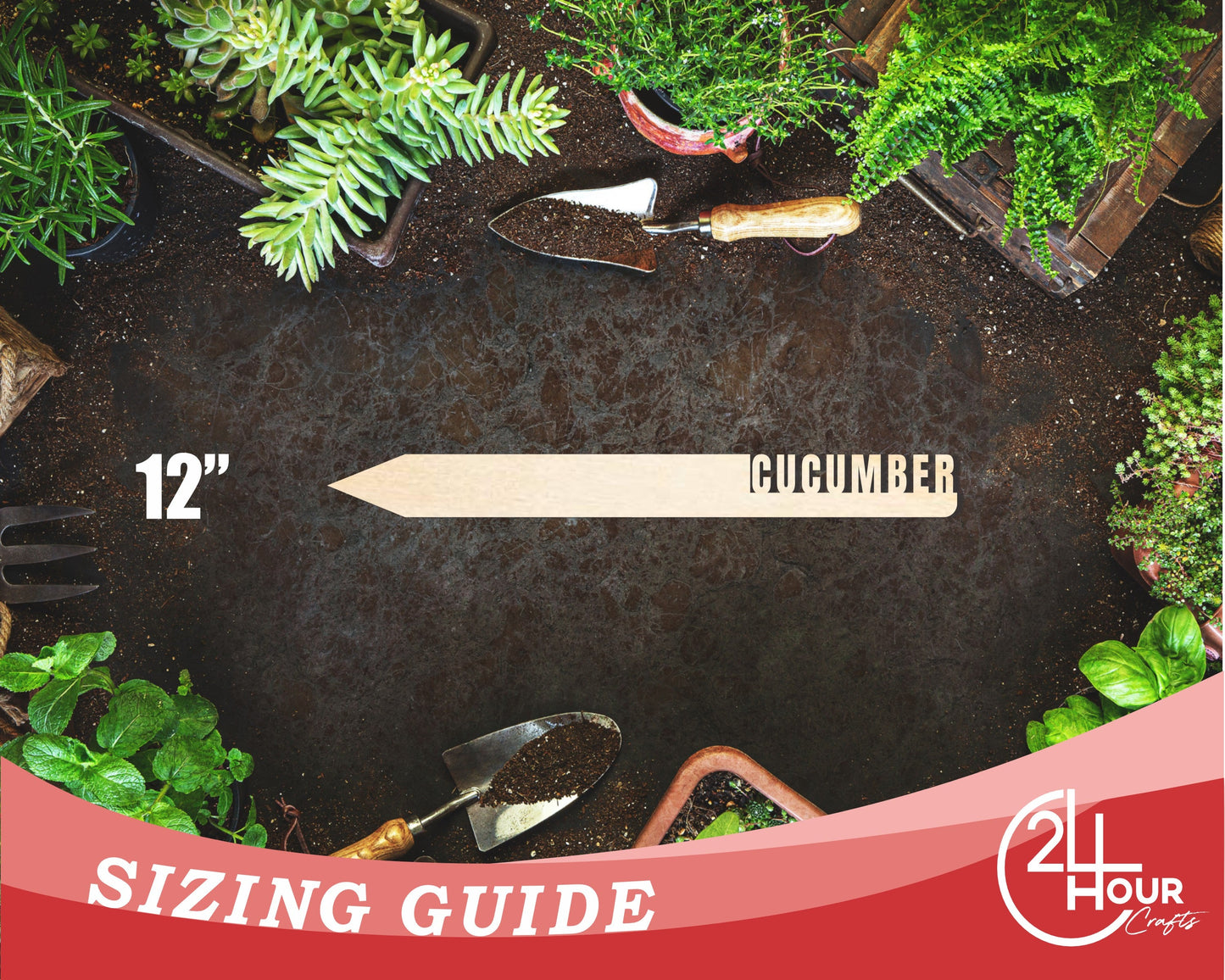 Unfinished Wood Cucumber Garden Stake | DIY Craft Cutout | up to 24" DIY