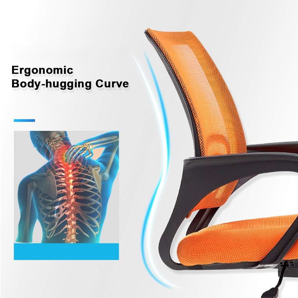 Orange Desk Mesh Chair With Adjustable Lumbar Support