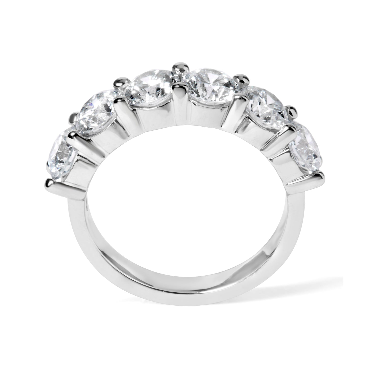 14K White Gold 3.0 Cttw Lab-Grown Diamond Shared Prong Set 6 Stone Band Ring (G-H Color, VS2-SI1 Clarity) - Ring Size 7