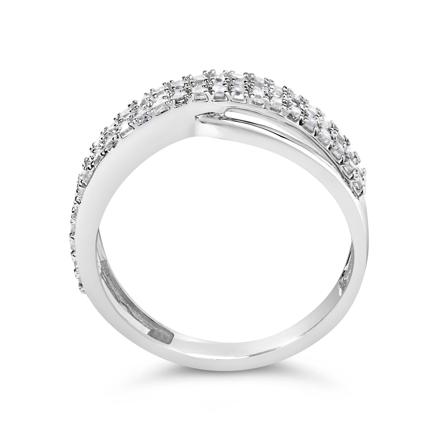 10K White Gold 1/2 Cttw Princess Diamond Split Shank Band Ring