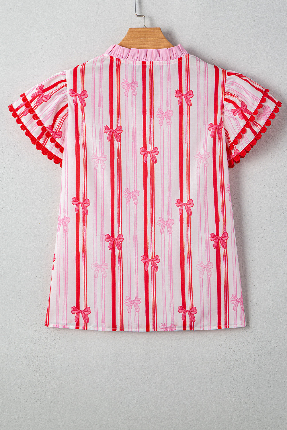 Kaya Ric-rac Trim Ruffled Sleeve Blouse