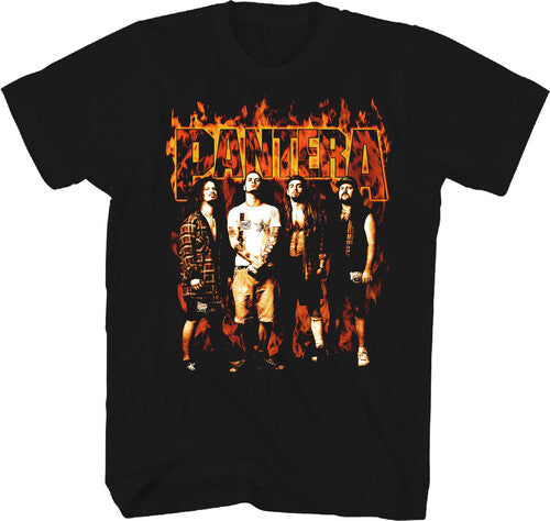 Pantera Flames Band Photo Fr/bk T-shirt 1x Lrg Blk - Pantera Flames Band Photo Fr/bk T-shirt 1x Lrg Blk - Apparel