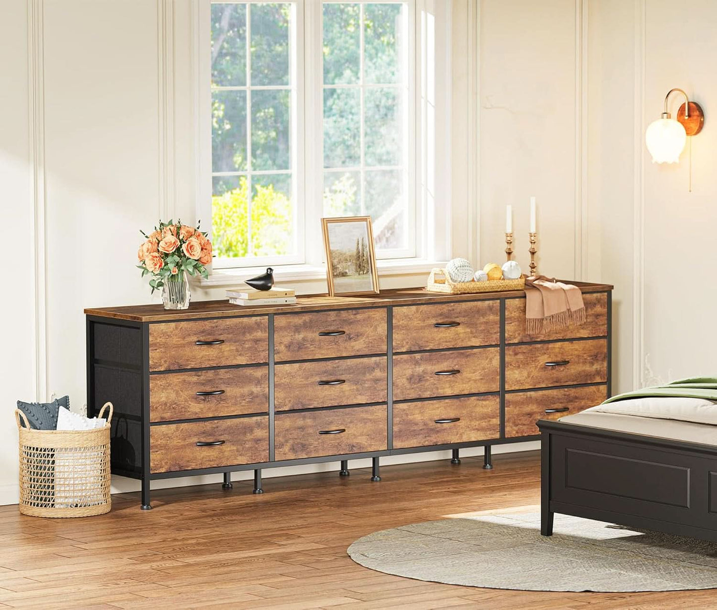 70 Inch Rustic Brown Dresser Entertainment Center TV Stand