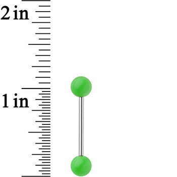 14G 5/8 Grade 23 Titanium Green Acrylic Ball Tongue Ring