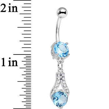 Clear Blue CZ Gem Take Hold Teardrop Dangle Belly Ring