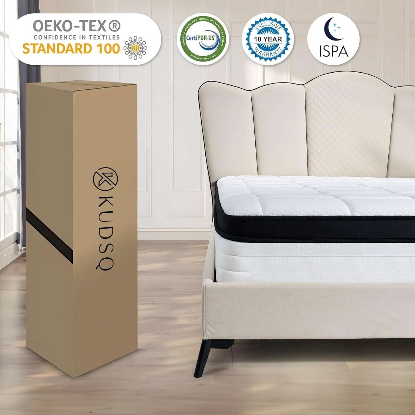 Full Size 10 Inch Hybrid Mattress Pressure Relief Certipur