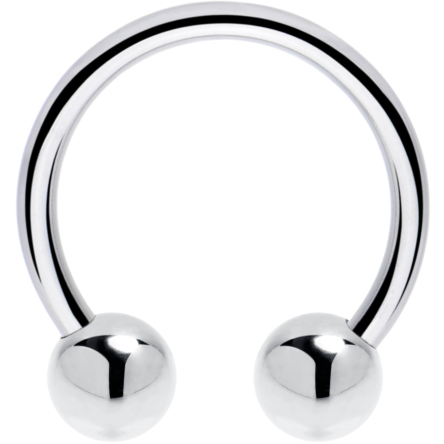 16G 1/2 Solid 14K White Gold Horseshoe Circular Barbell