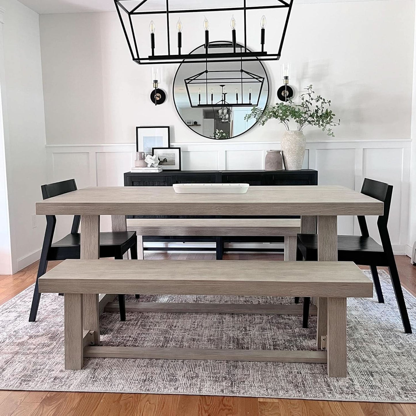 72 Inch Farmhouse Solid Wood Dining Table Rectangular Kitchen Table