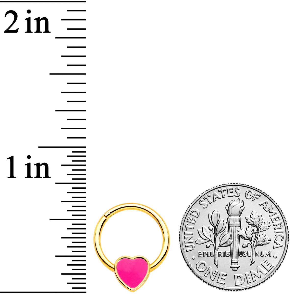 16G 3/8 Gold Tone Pink Heart Hinged Segment Ring