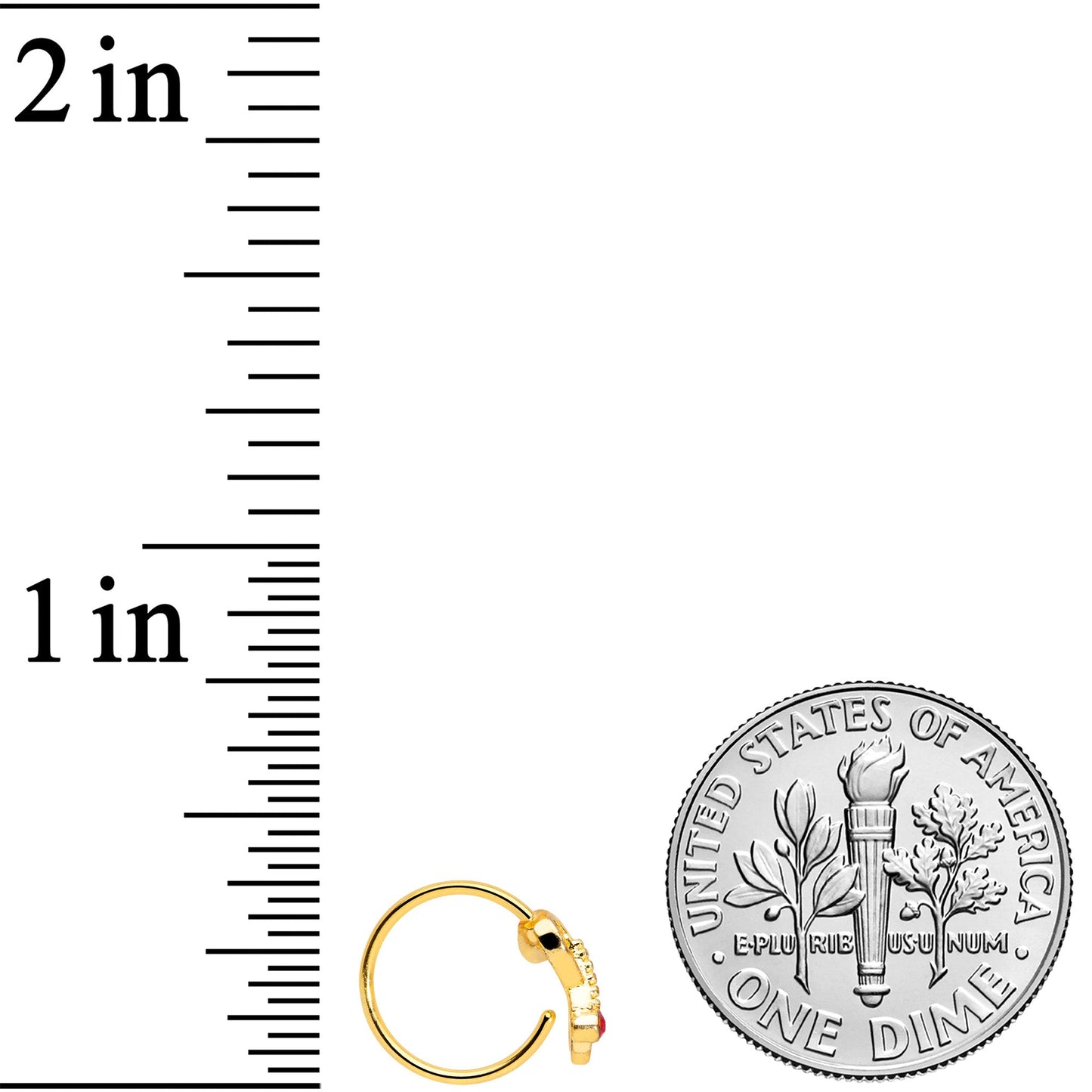20G 5/16 Red Gem Gold Tone Infinity Love Nose Hoop