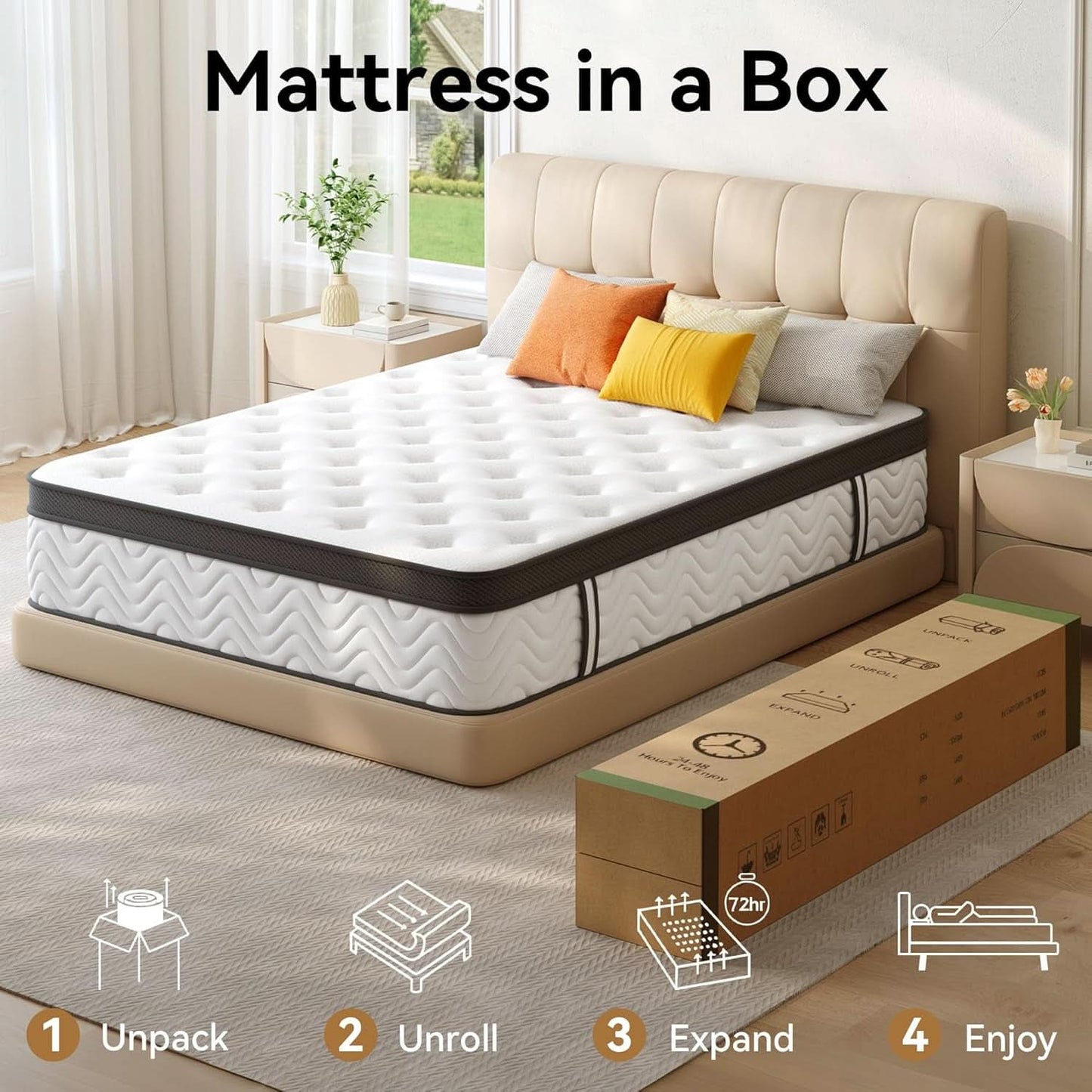 Queen 12 Inch Hybrid Mattress With Ultra Memory Foam