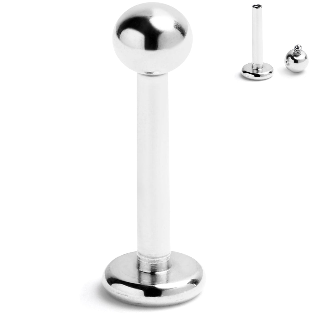 16G 5/16 Internally Threaded Ball End Labret Monroe Tragus