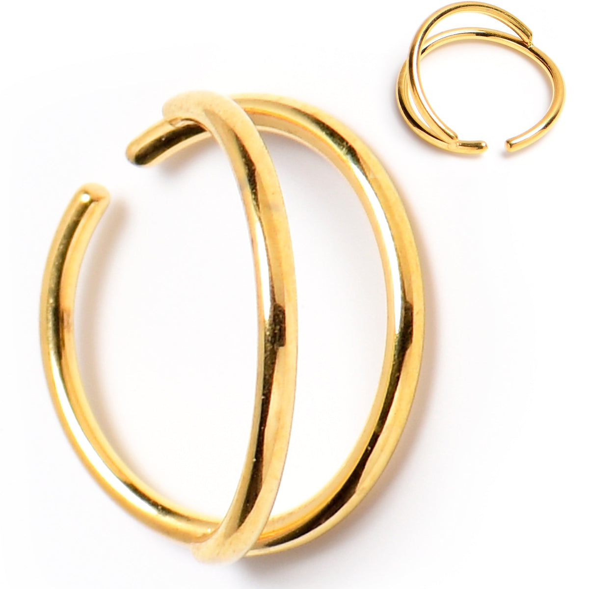 20G 5/16 Gold Tone Double Nose Hoop