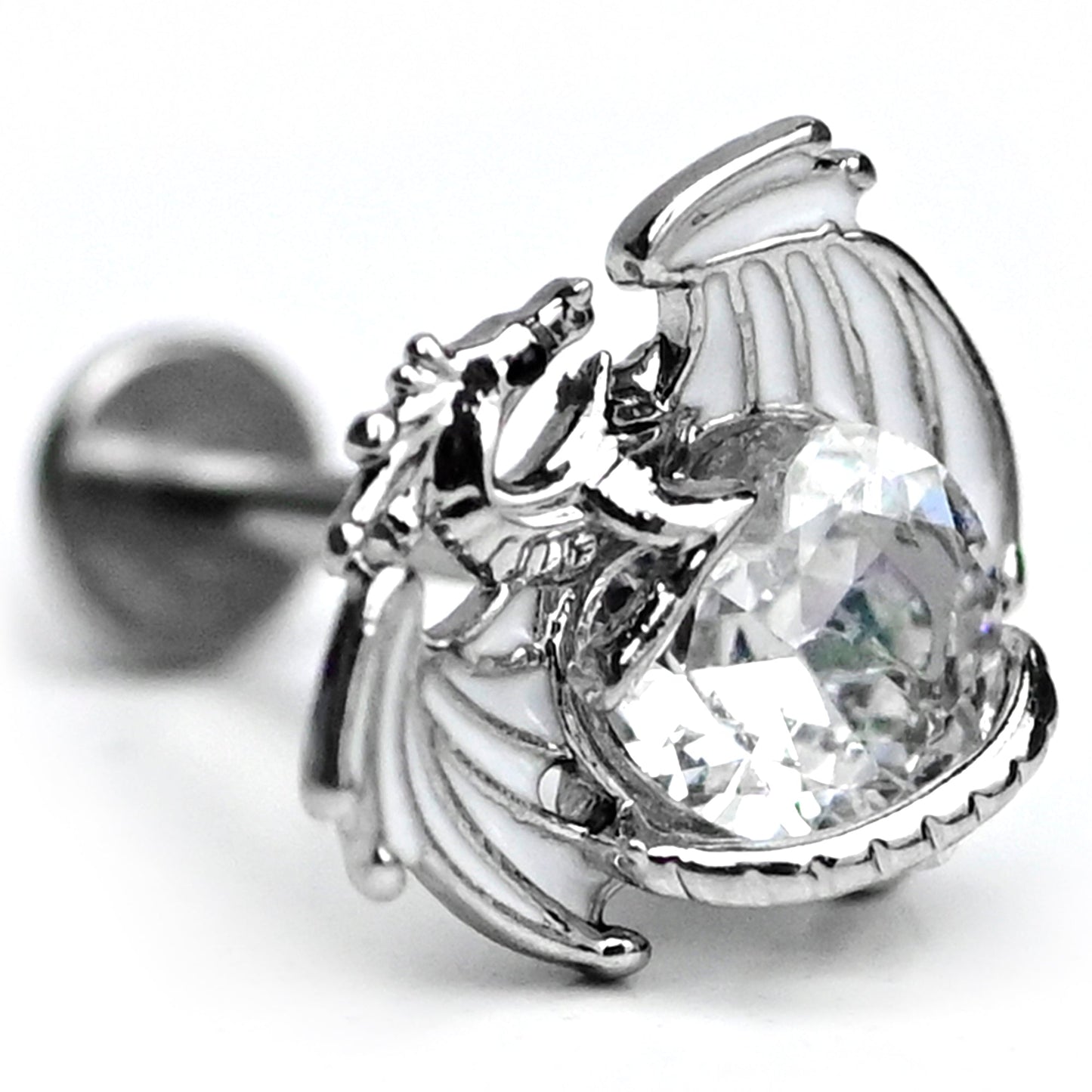 16G 5/16 Clear Gem Heart of Dragon Labret Monroe Tragus