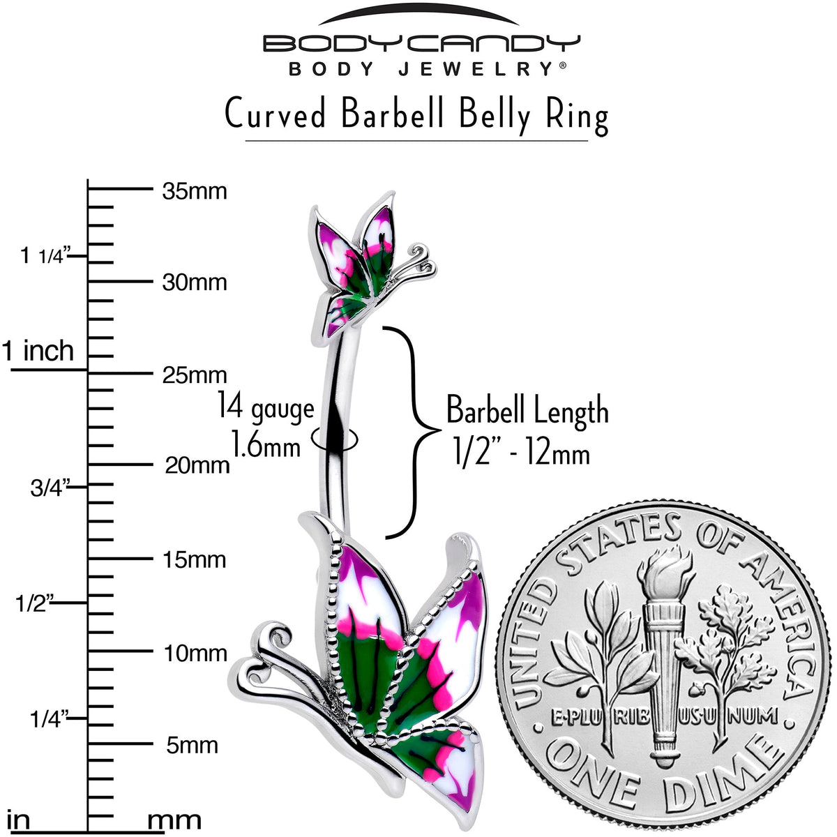 Profile Butterflies Double Mount Belly Ring