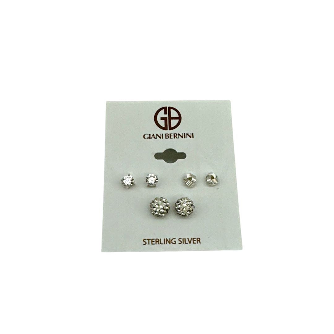 Giani Bernini Sterling Silver 3-Pc. Set Cubic Zirconia Stud Earrings