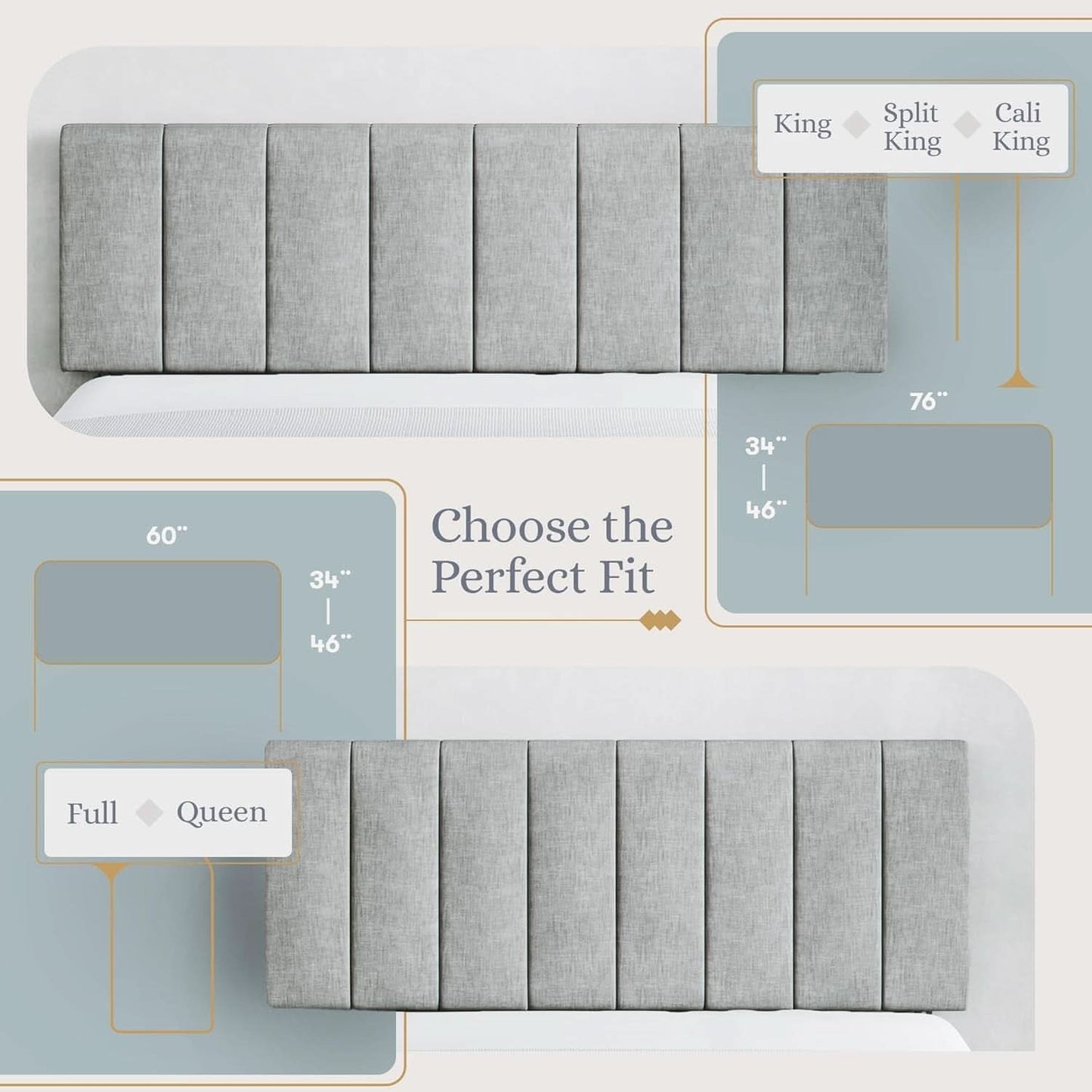 Elegant Vertical Channel Tufted Upholstered Headboard King