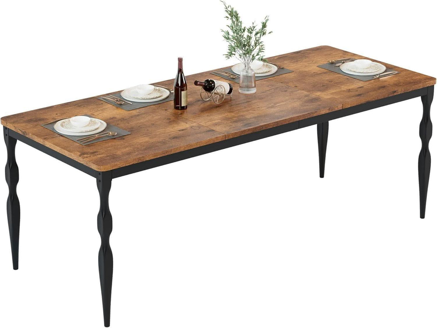 71 Inch Brown Farmhouse Rectangular Dining Table Durable