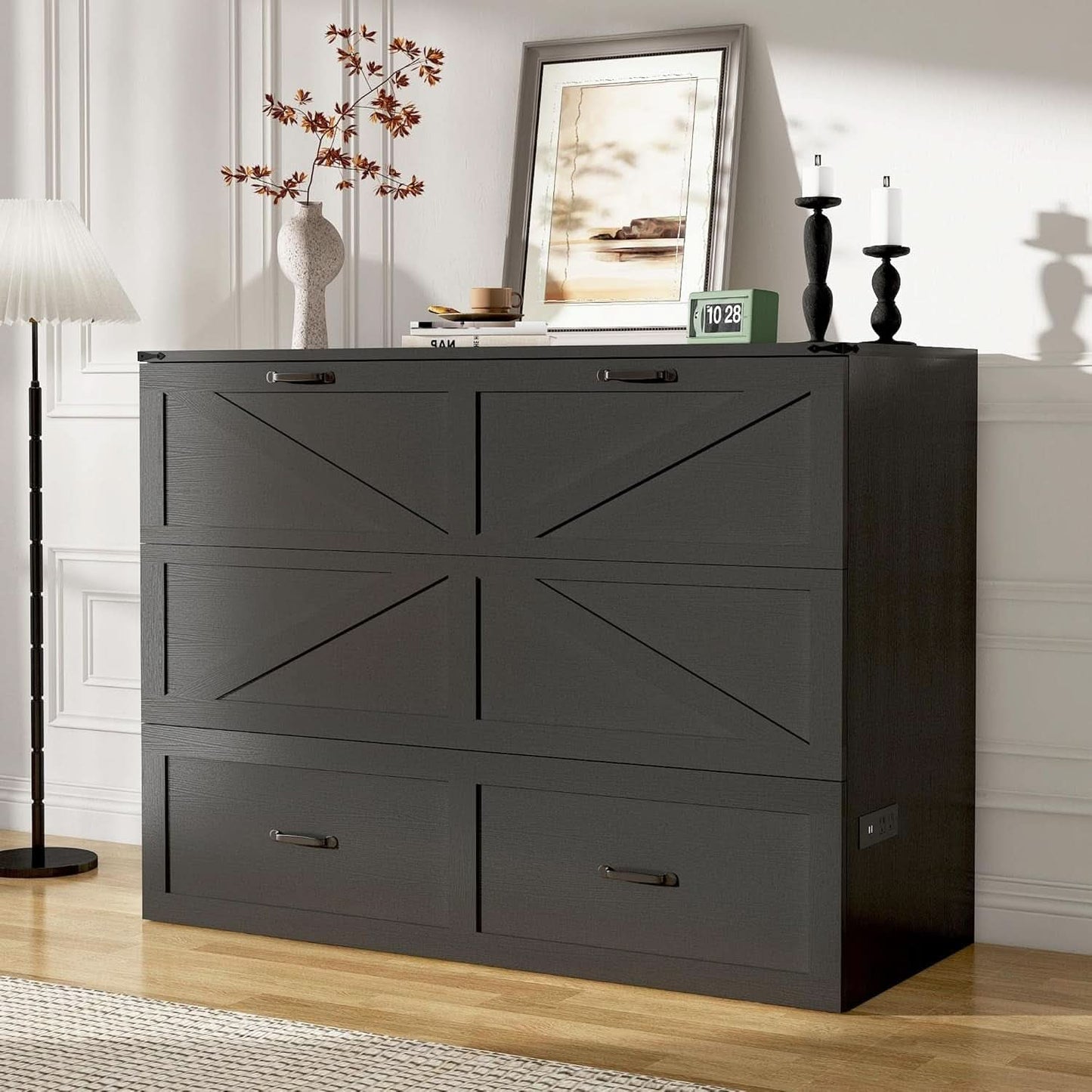 Full Size Murphy Chest Bed With Charging Station Durable Build