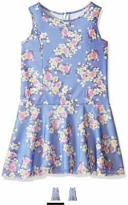 Pippa & Julie Little Girls' Sleeveless Day Dress, Blue Floral, Size 6