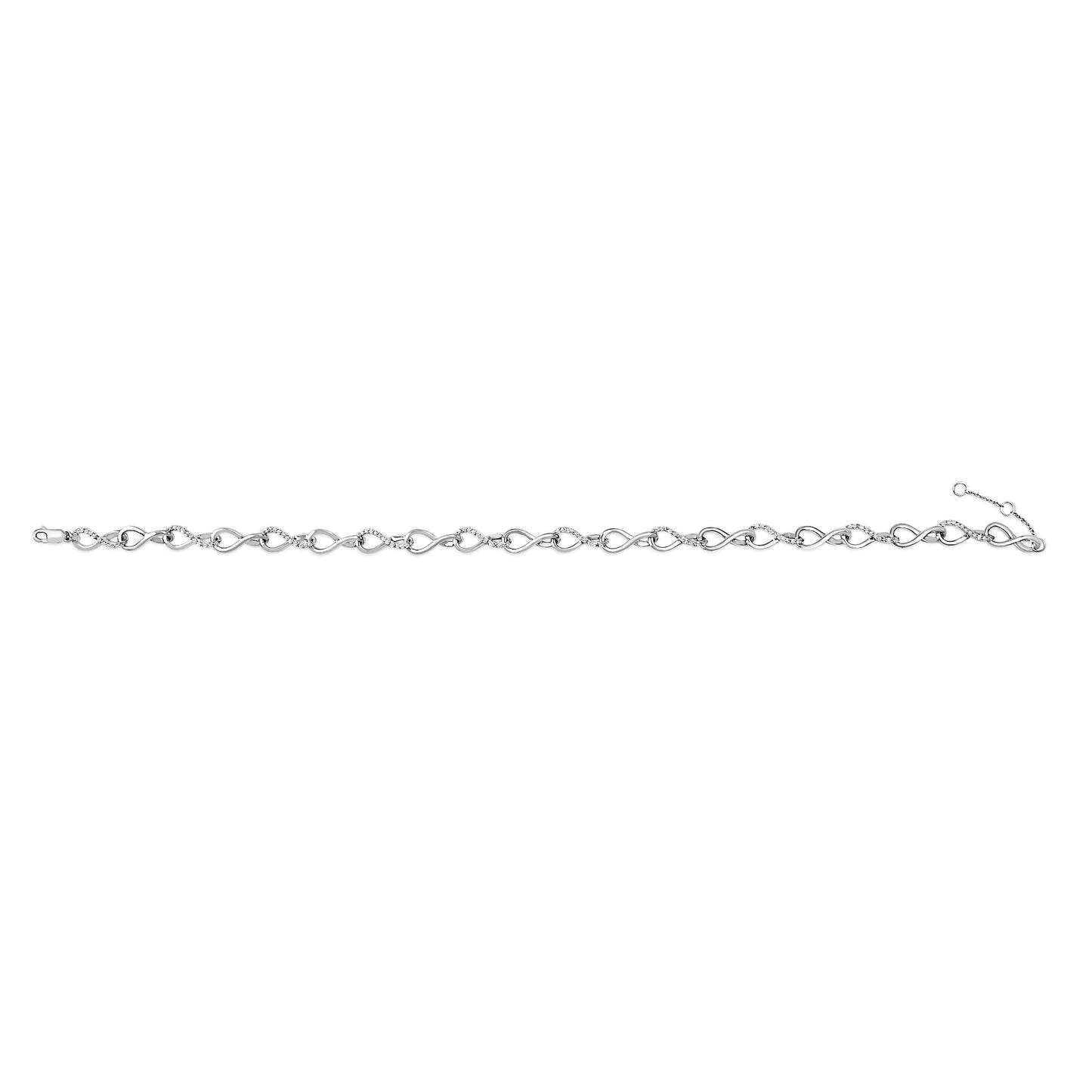 .925 Sterling Silver 1/2 Cttw Linked Infinity Anklet