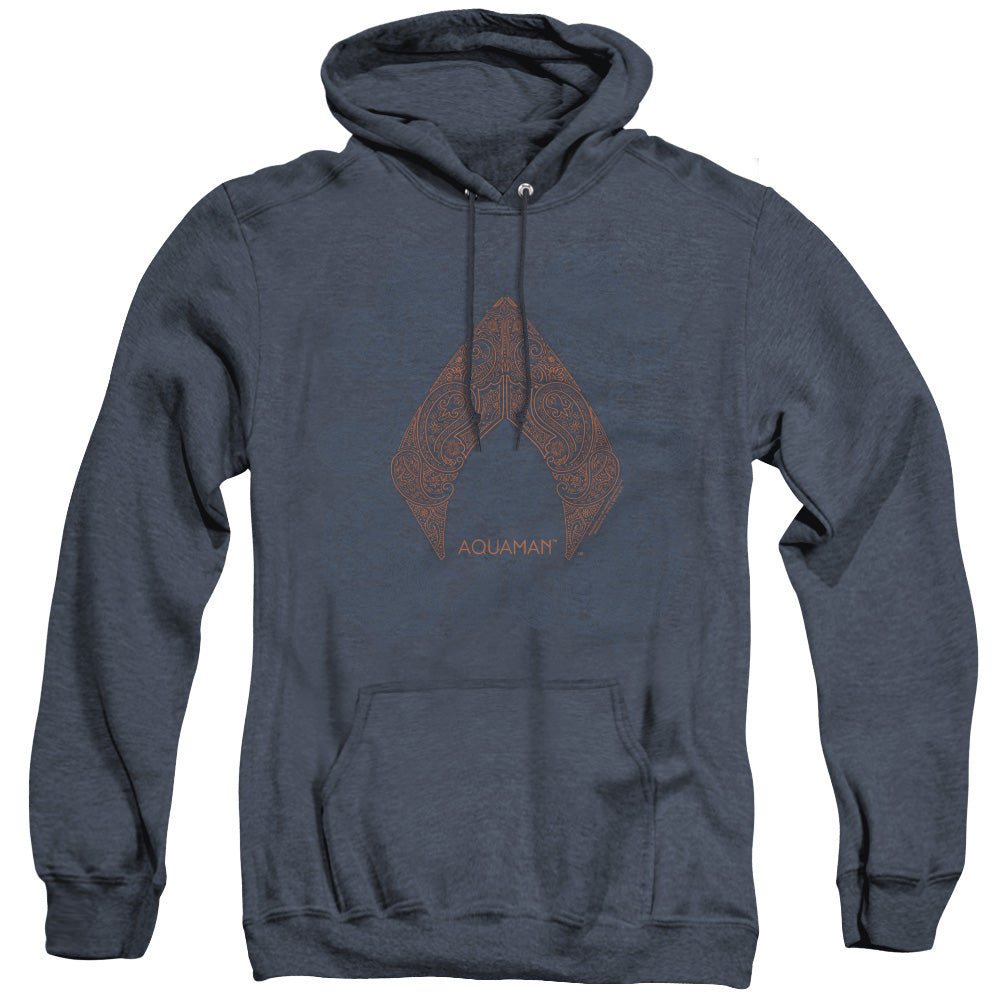 Aquaman Movie Aqua Paisley Heather Mens Hoodie Navy Officially Licensed