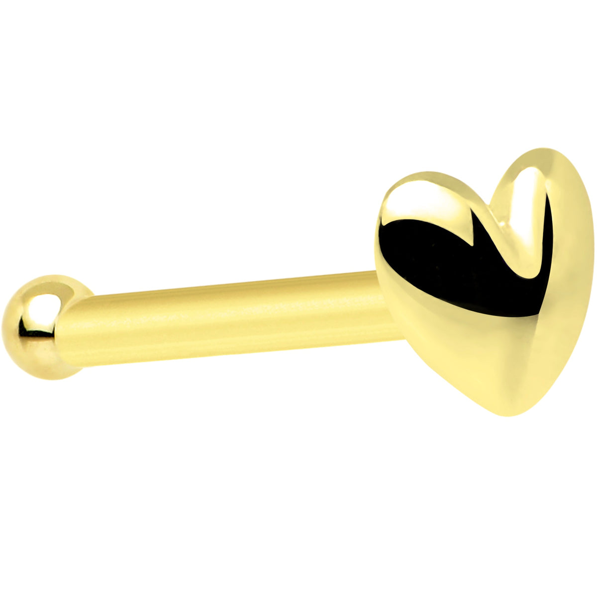 Solid 14K Yellow Gold Heart Nose Bone