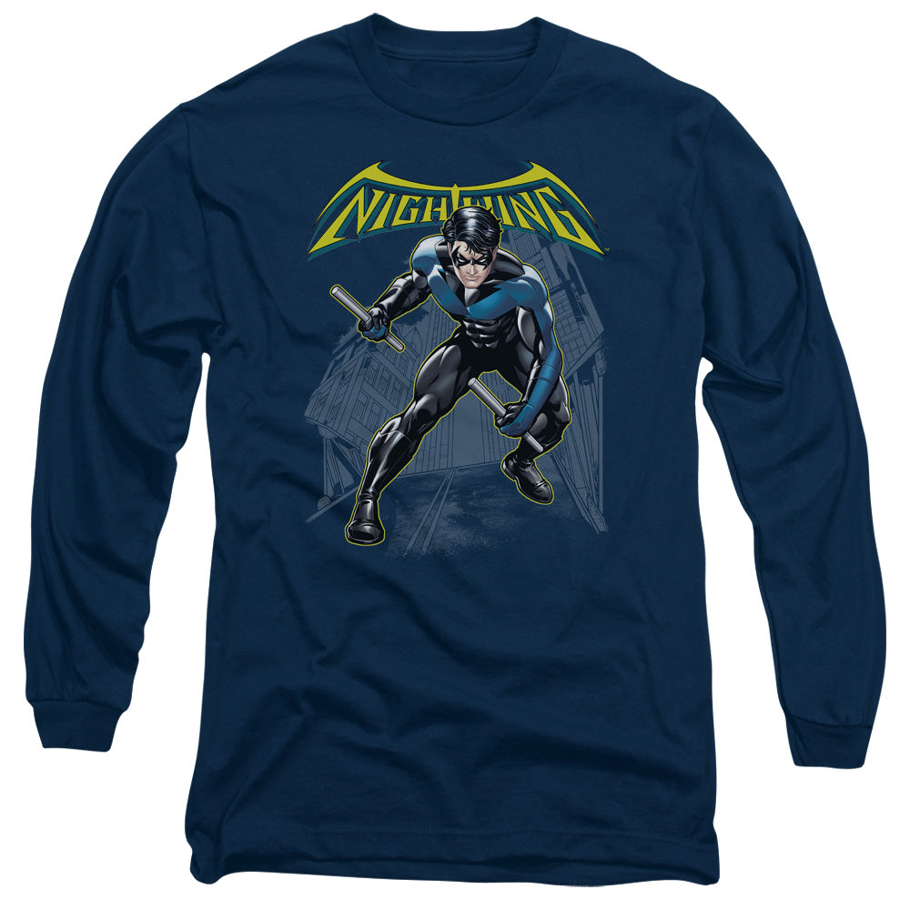Batman Nightwing Mens Long Sleeve Shirt Navy Officially Licensed