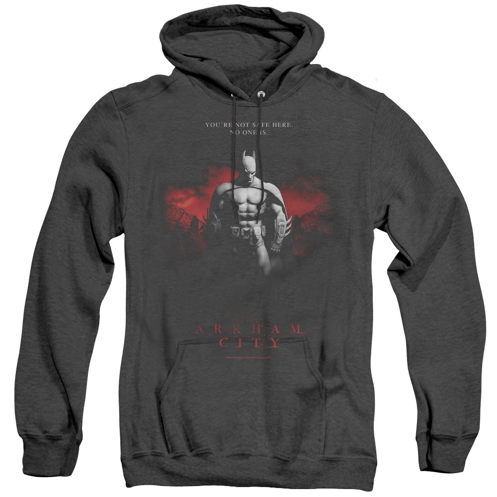 Arkham City Standing Strong Heather Mens Hoodie Black Officially Licensed