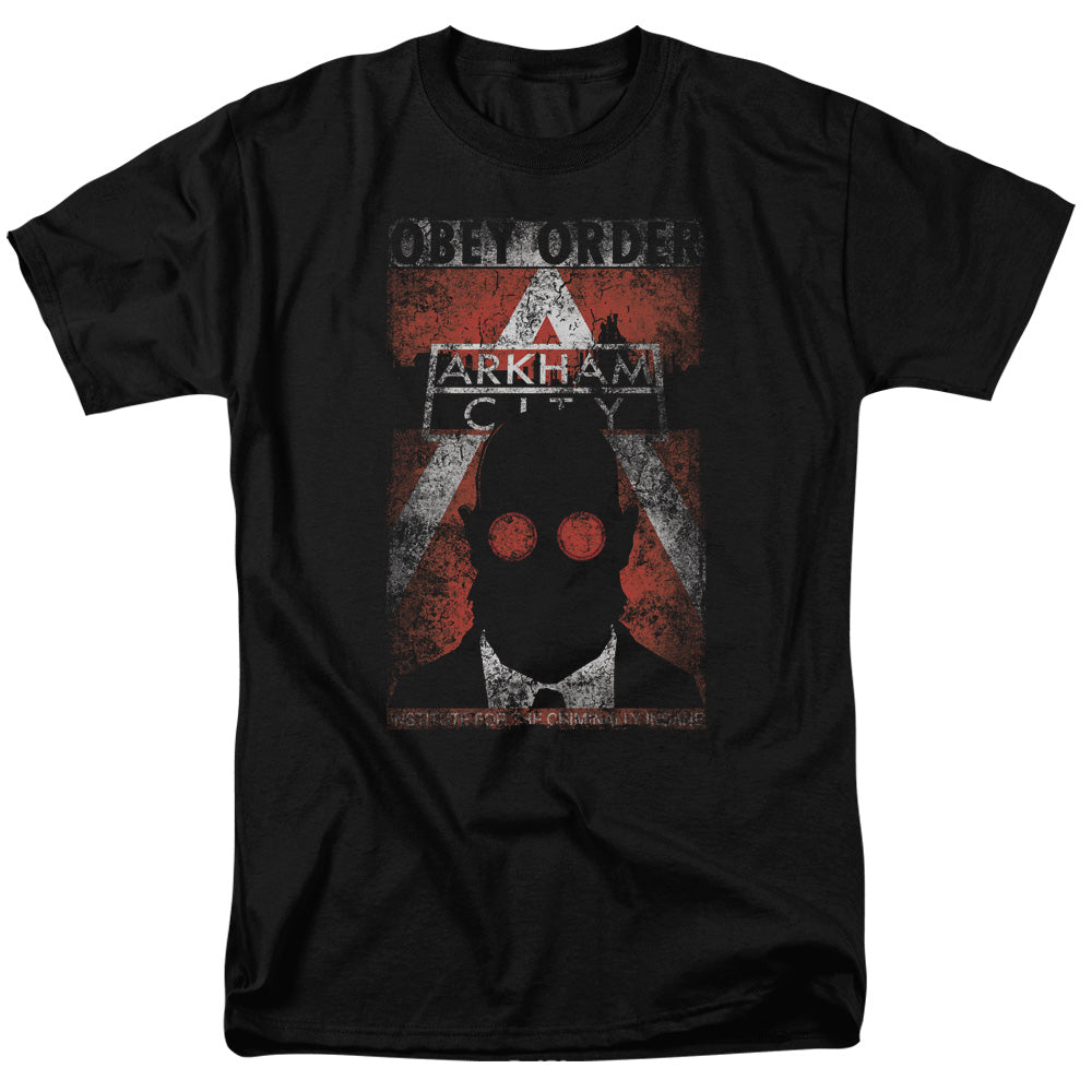 Batman Arkham City Obey Order Poster Mens T Shirt Black Officially Licensed