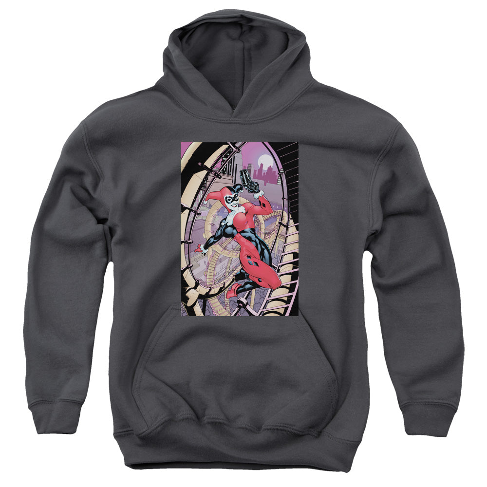 Batman Harley First Kids Youth Hoodie Charcoal Officially Licensed