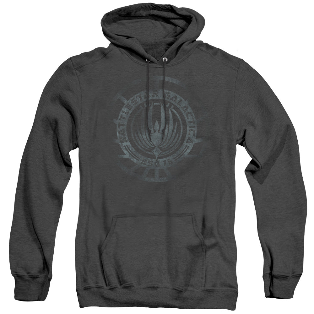 Batlestar GalACtica (New) Faded Emblem Heather Mens Hoodie Black Officially Licensed