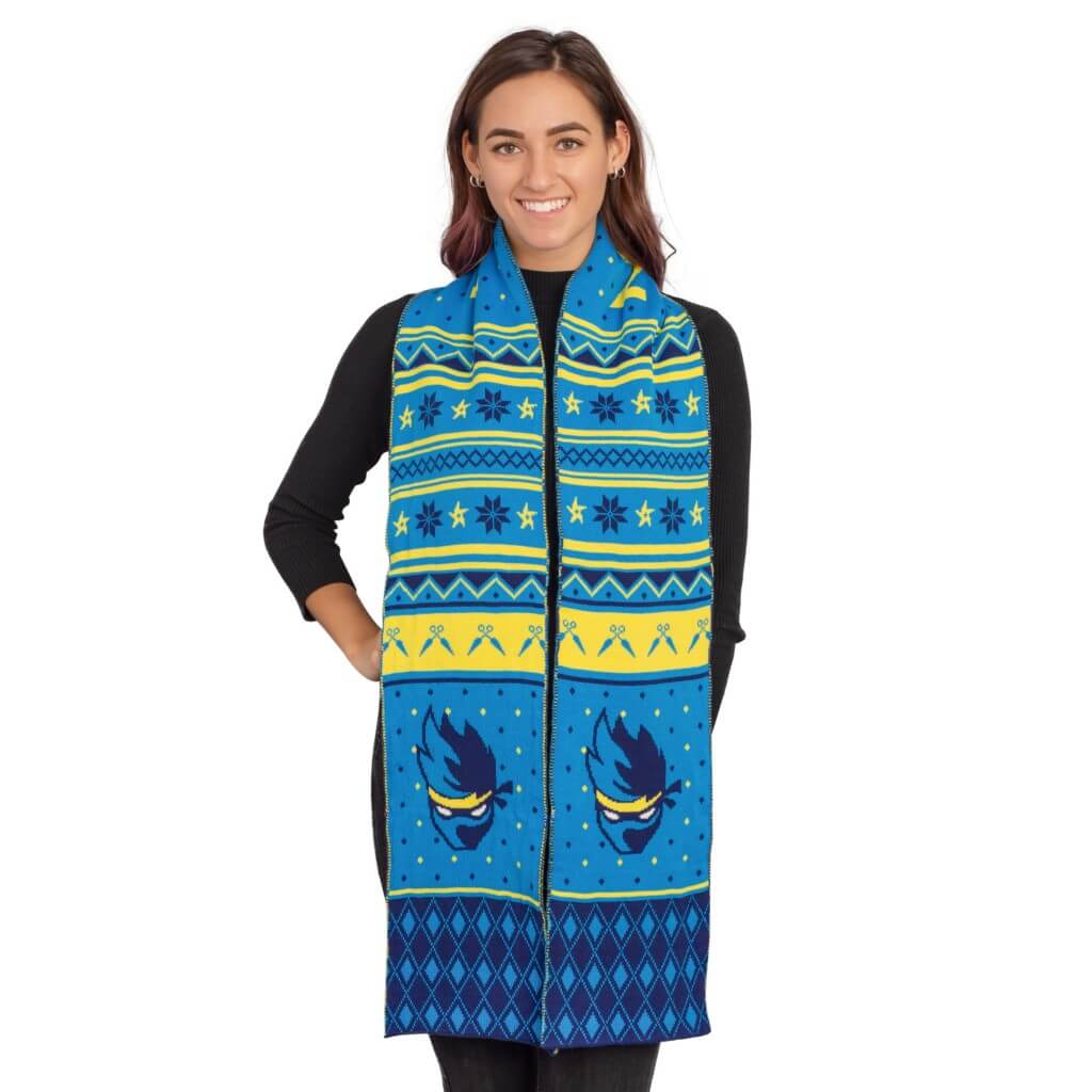Fortnite Adult Ninja Logo Scarf - Blue-Yellow