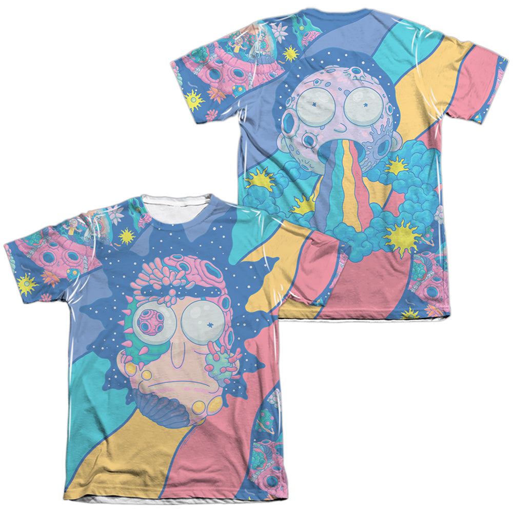 Rick And Morty Goodbye Front Back Print Mens Poly Cotton T Shirt White