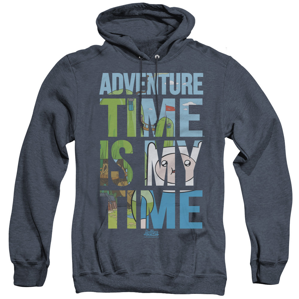 Adventure Time My Time Heather Mens Hoodie Navy Blue Officially Licensed