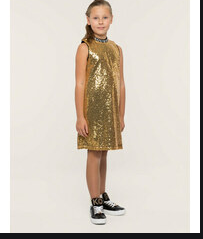 Guess Girls Rochie Full sequins Slip dress, Gold Size 14