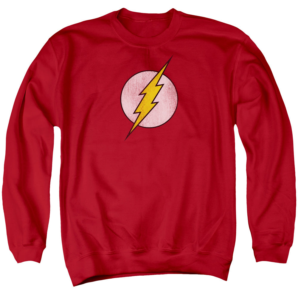 DC Comics Flash Flash Logo Distressed Mens Crewneck Sweatshirt Red Officially Licensed